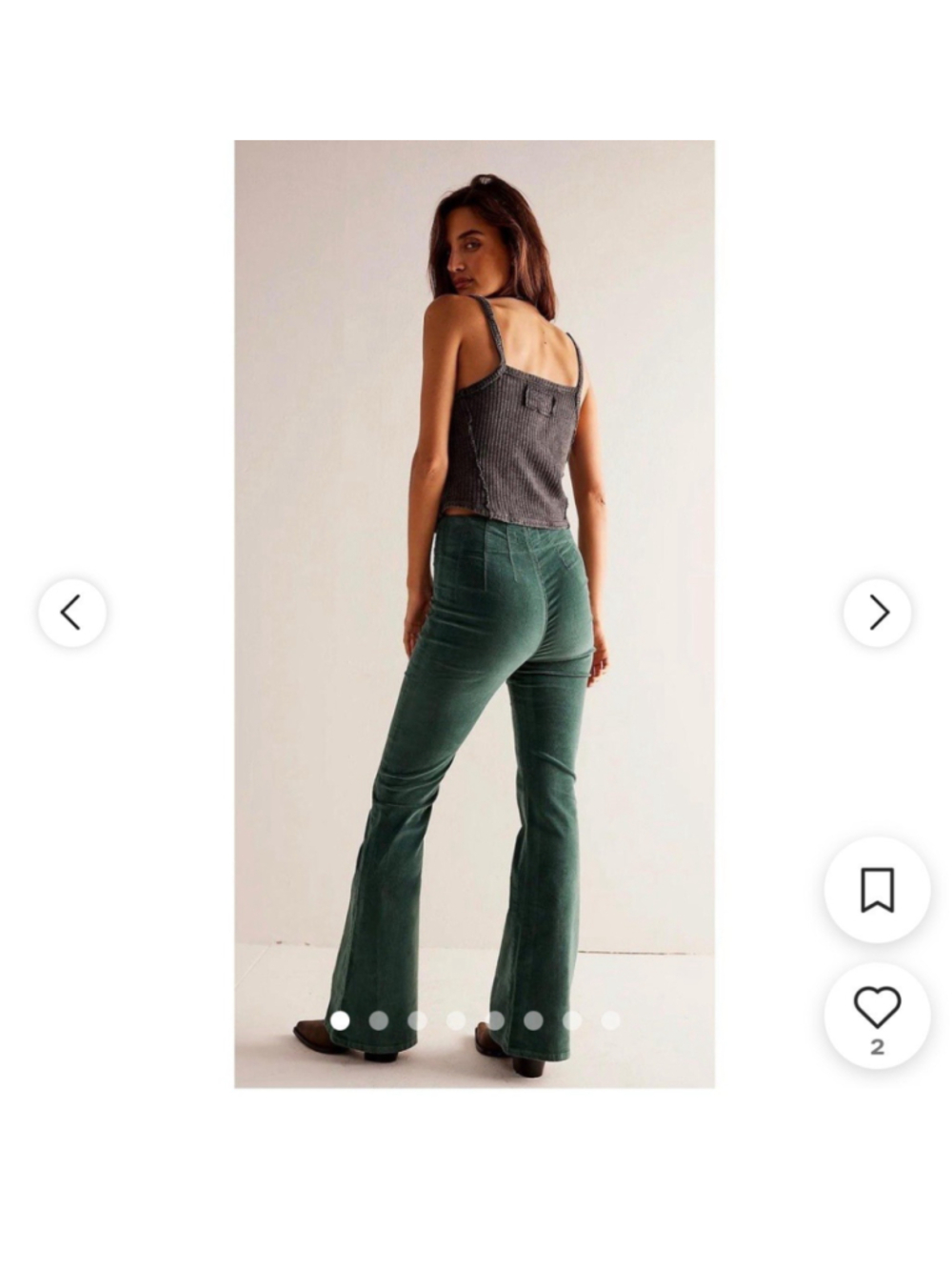 We The Free Jayde Cord Flare Pants 24 Fir Green High Rise Corduroy 70s